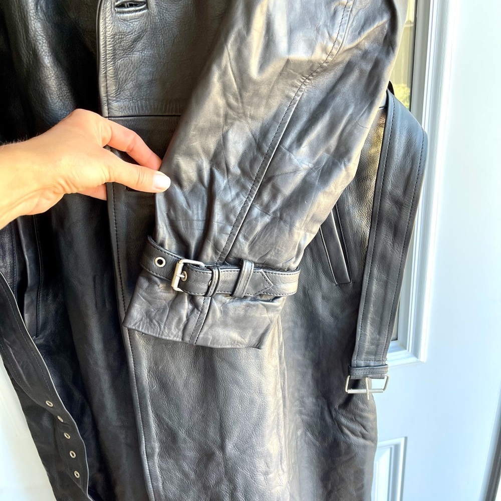 Daniel Black Leather Trench Coat - Picture 4 of 15